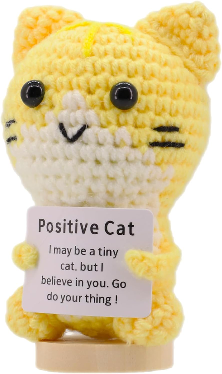 Handmade Crochet Positive Capybara Stuffed Animal - Encouragement Decor for Women - Christmas, Birthday, Emotional Positive Present for Coworker, Sister, Friend, Teacher, Nurse (Capybara)