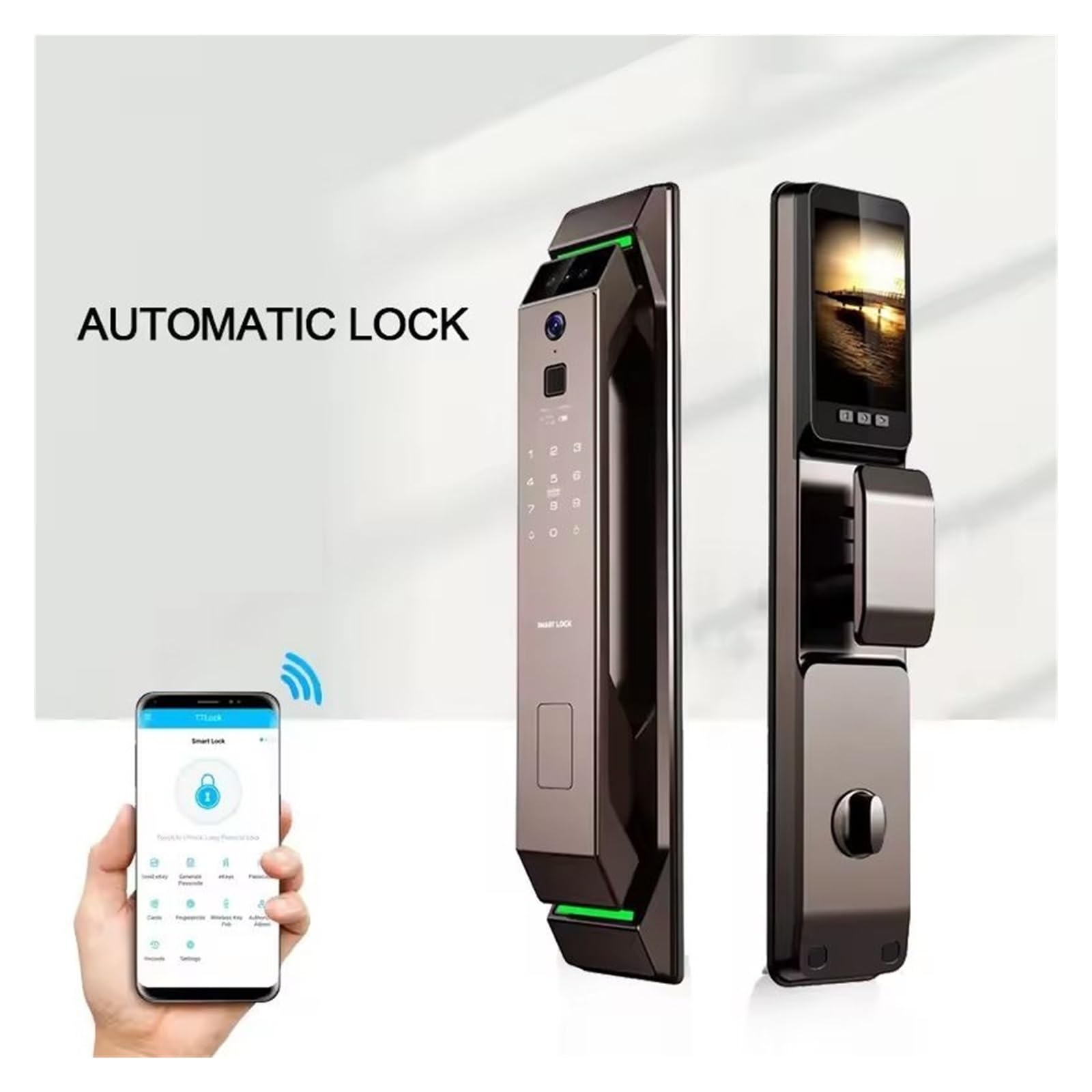 Serrure de porte intelligente avec reconnaissance faciale 3D, empreinte digitale, mot de passe, caméra WiFi, carte RFID, sécurité d'entrée sans clé pour la maison