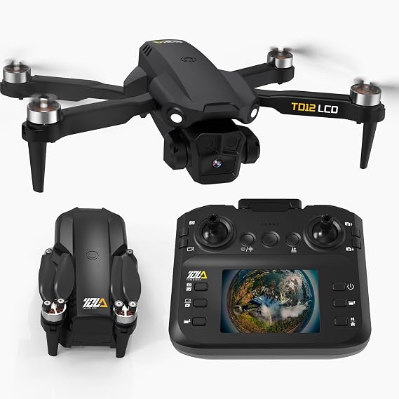 Drone with Camera LCD Screen RC FPV Drone with Brushless Motor Professional Live Video UHD, Drones for Adults Foldable Mini Quadcopter for Beginners, 360 Flips Support 32G SD Card MAX Under 250G Gifts
