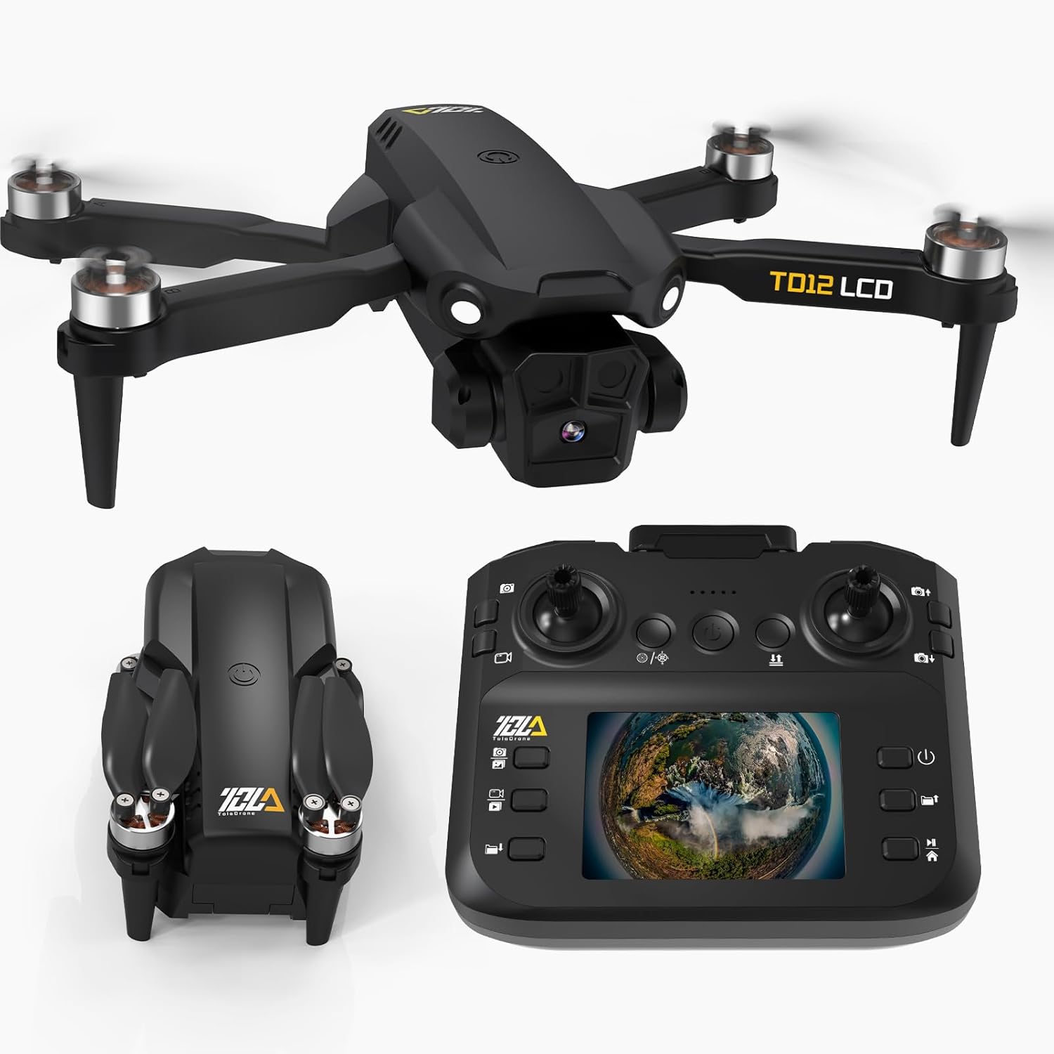 Drone with Camera LCD Screen RC FPV Drone with Brushless Motor Professional Live Video UHD, Drones for Adults Foldable Mini Quadcopter for Beginners, 360° Flips Support 32G SD...