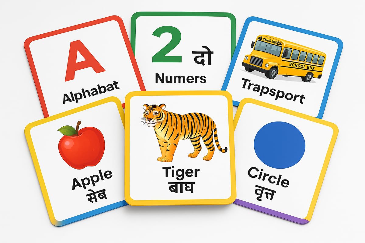 My First Learning English Hindi Flashcards for Kids – Actions | Preschool Learning Cards – 24 Colorful Cards | Early Education Study Material for Toddlers, Nursery, UKG
