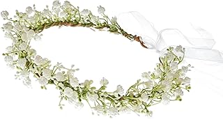 Women Handmade White Flower Crown Headband Floral Headband Headpiece Wreath Flower Hair Accessories