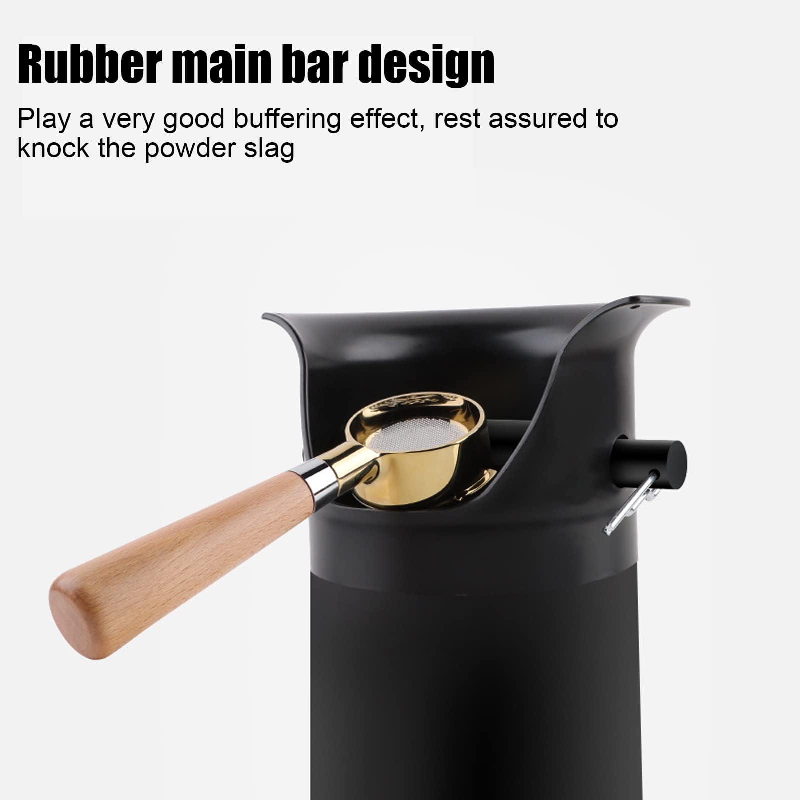 Cubo de Golpe para Café, 85.5 cm/33.7 in, Recipiente de colección de posos de pie de Piso de ABS Grueso con Barra de Goma y Gancho para Toalla para cafetería Black