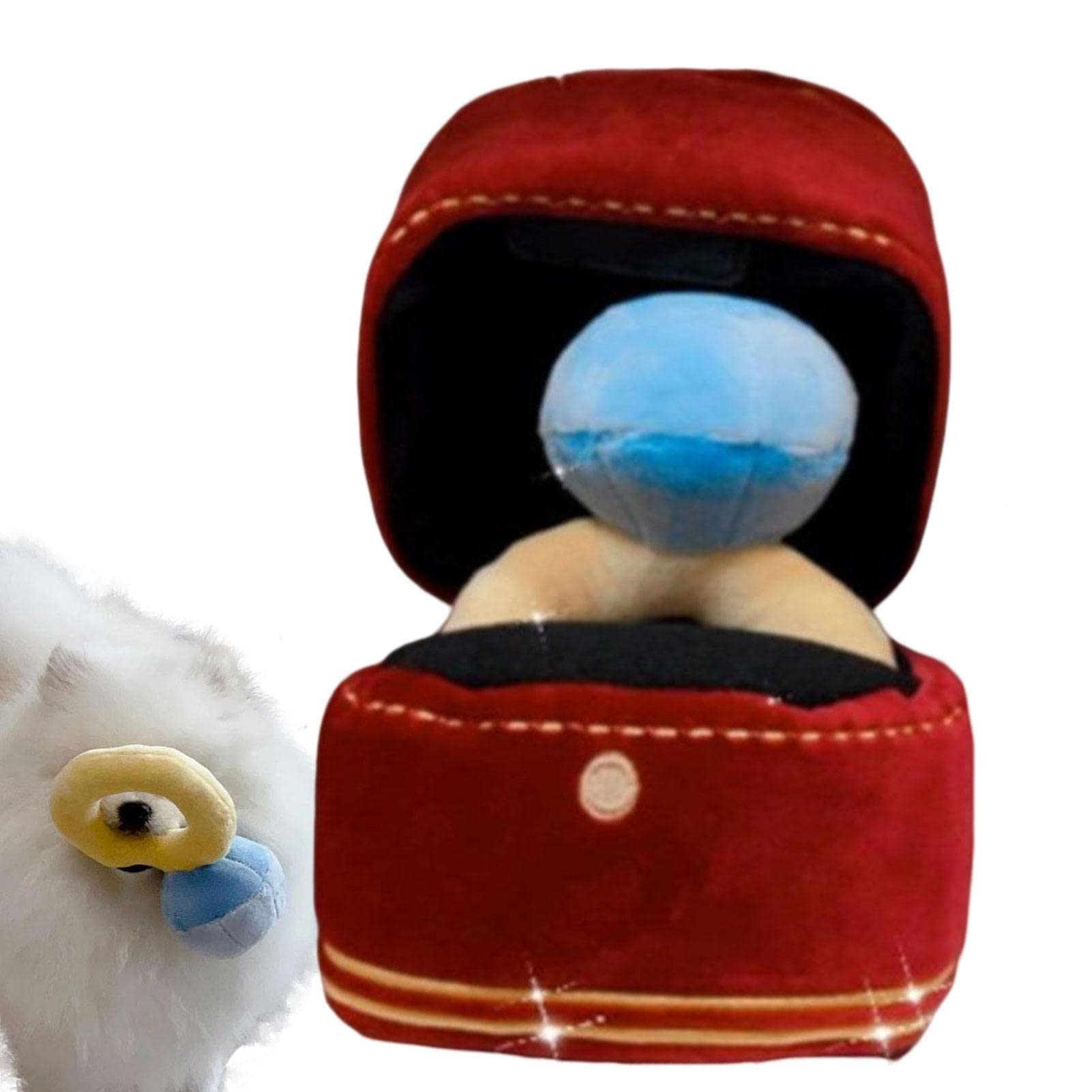 CASSONRM Creative Ring Box Plush Toy | Creative Love Diamond Ring Case Stuffed Pet Chew Squeaky Toy | Sounds Puppies Kids Cute Soft Dog Bitter Interested Toys
