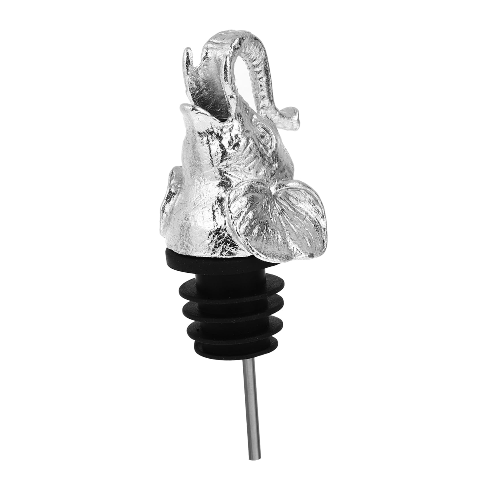SOLUSTRE Elephant Head Shaped Wine Stopper Pourer Creative Silver Bottle Cap for Home Parties Events Design for Effortless Wine Serving