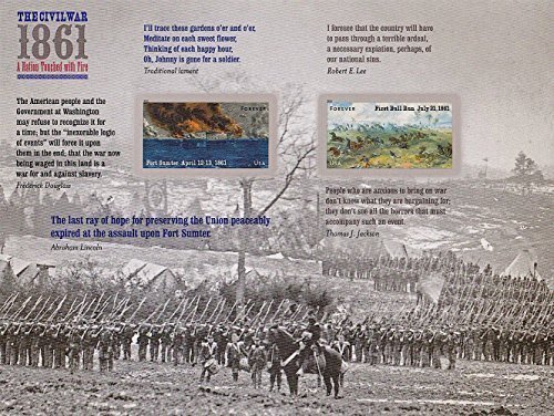 USPS Civil War 1861, Fort Sumter and First Bull Run, Forever Postage Stamps Sheet, USA 2011, Scott 4522-23, Set of 12