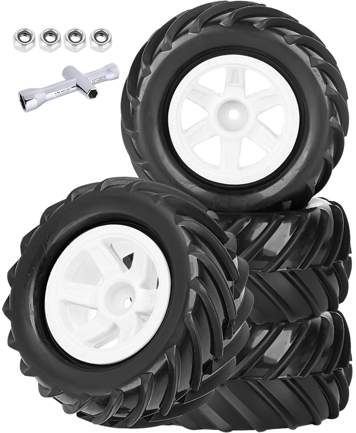 BRCatWPark RC Truck Tires Wheel for 1/12 1/14 1/16 RC Trucks E-REVO MJXRC 16208 16209 16210 Summit Red cat HPI SAVAGEGT-2XS Volcano-1,RC Drift Monster