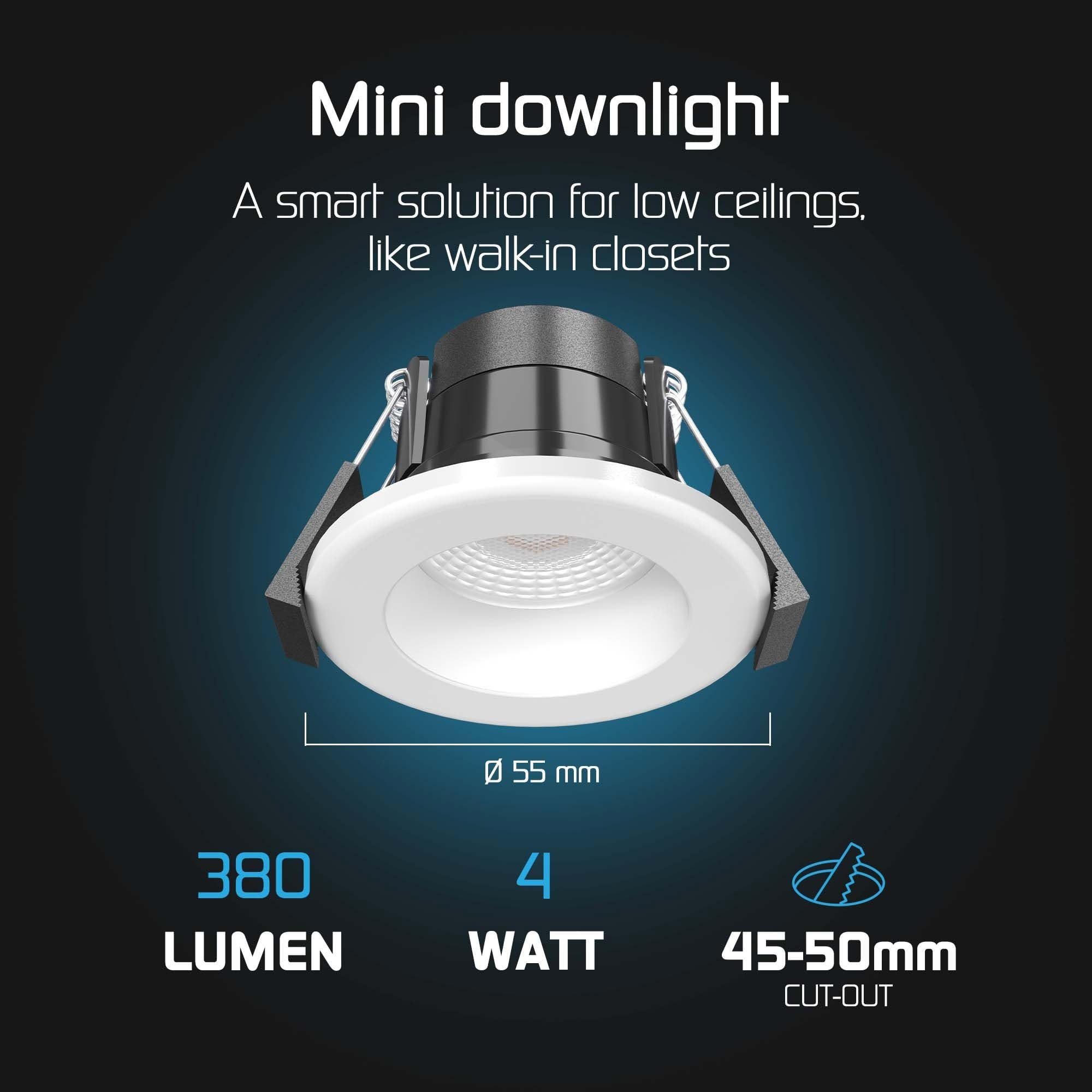 Ledvion 6 pezzi faretto LED bianco 4W CCT impermeabile IP65 dimmerabile | Foro di incasso Ø55mm; Impermeabile per bagno doccia e ambienti umidi interni