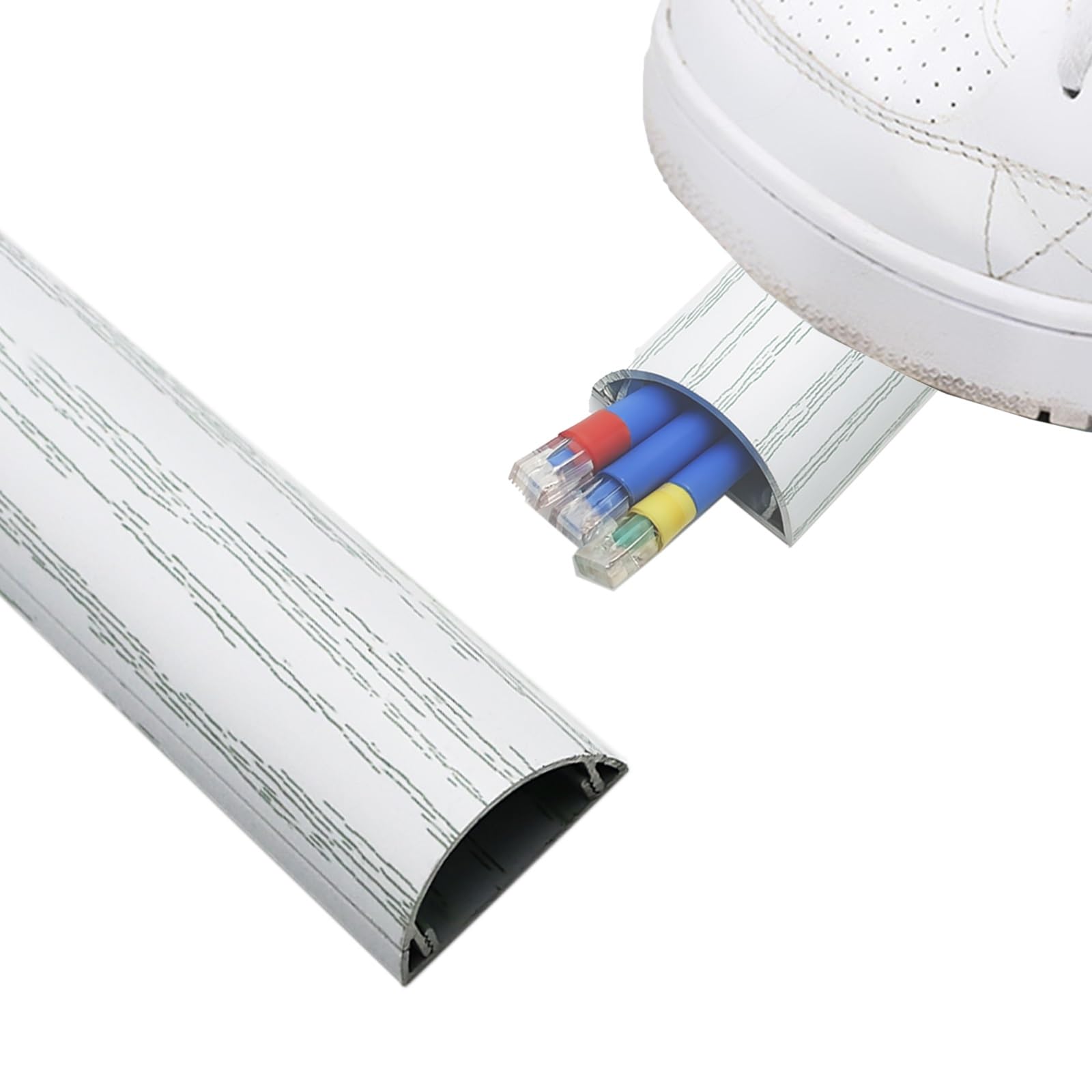 canaleta Cables Ocultador De Cables Decorativo De Aleación De Aluminio, Cubrecables De Suelo para Cables De 50, 100, 150 Y 180 Cm De Longitud, Cubierta De(A- 1 PC,L x Outer Width 100cm x 70mm)