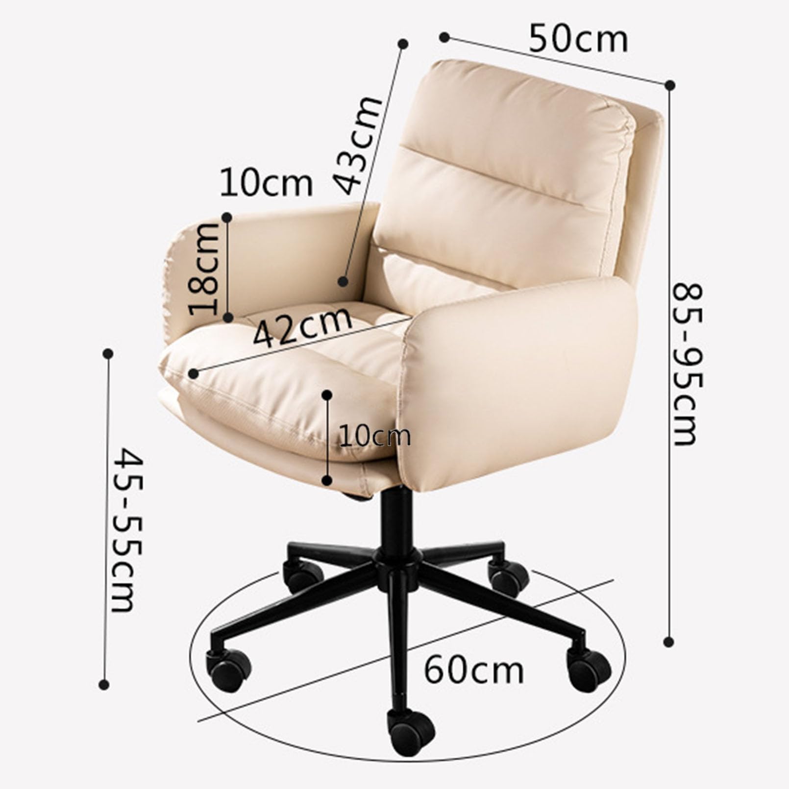 Krzesło biurowe komputerowe, ergonomiczne, wysokie, obrotowe, obrotowe krzesło robocze z kółkami i podłokietnikami, wygodne krzesło do domowego biura do nauki, (Rozmiar szary)