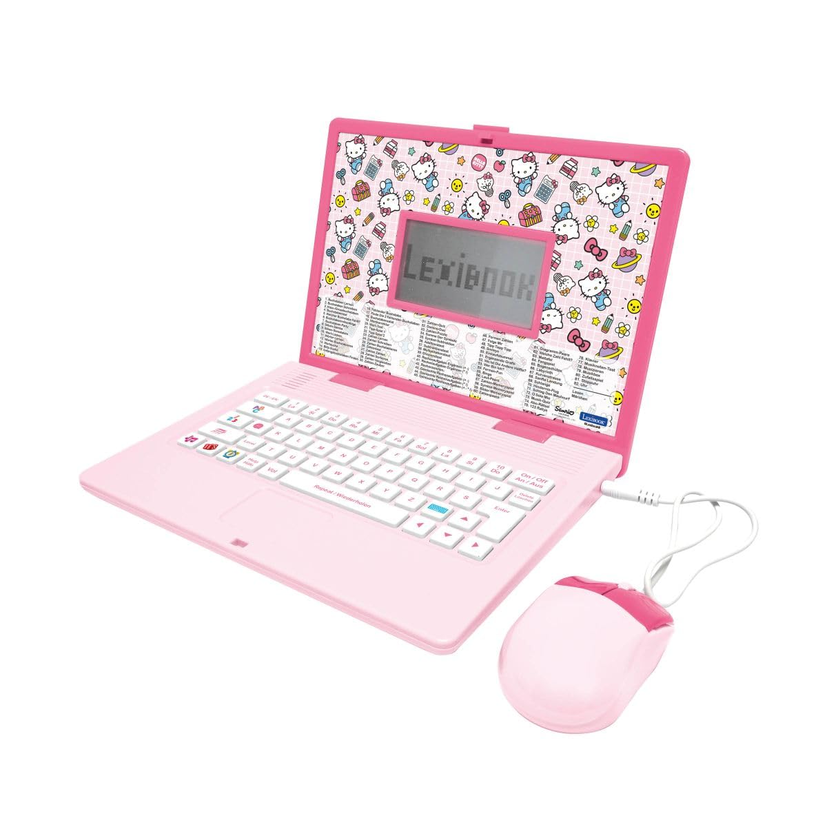 Lexibook, Hello Kitty JC598HKi3LXB Ordinateur Portable éducatif bilingue Anglais/Allemand, 164 activités : Langue, écriture, mathématiques, logique, Musique et Jeux pour garçons et Filles