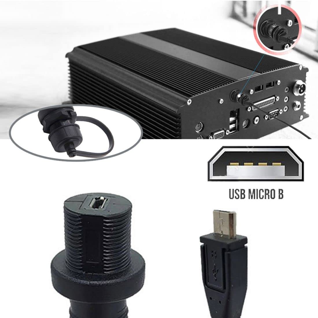 chenyang Cavo di prolunga micro USB a 5 pin da maschio a femmina, per cruscotto dell'auto, impermeabile, antipolvere