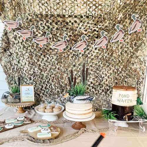 Image of Lucky Duck Banner,Duck Hunting Birthday Party Decorations | One Lucky Duck Party Decor,Boy Girl Duck Theme Birthday Banner Photo Props