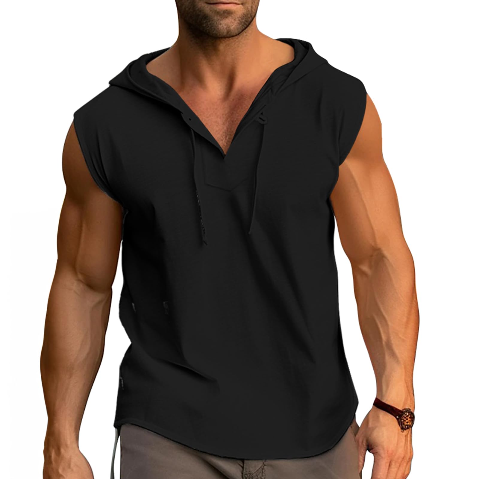 Cooleep Canotta Palestra Uomo Estiva Cotone Canottiera Felpa con Cappuccio Senza Maniche T-Shirts Bodybuilding Sportiva Tank Top M-3XL