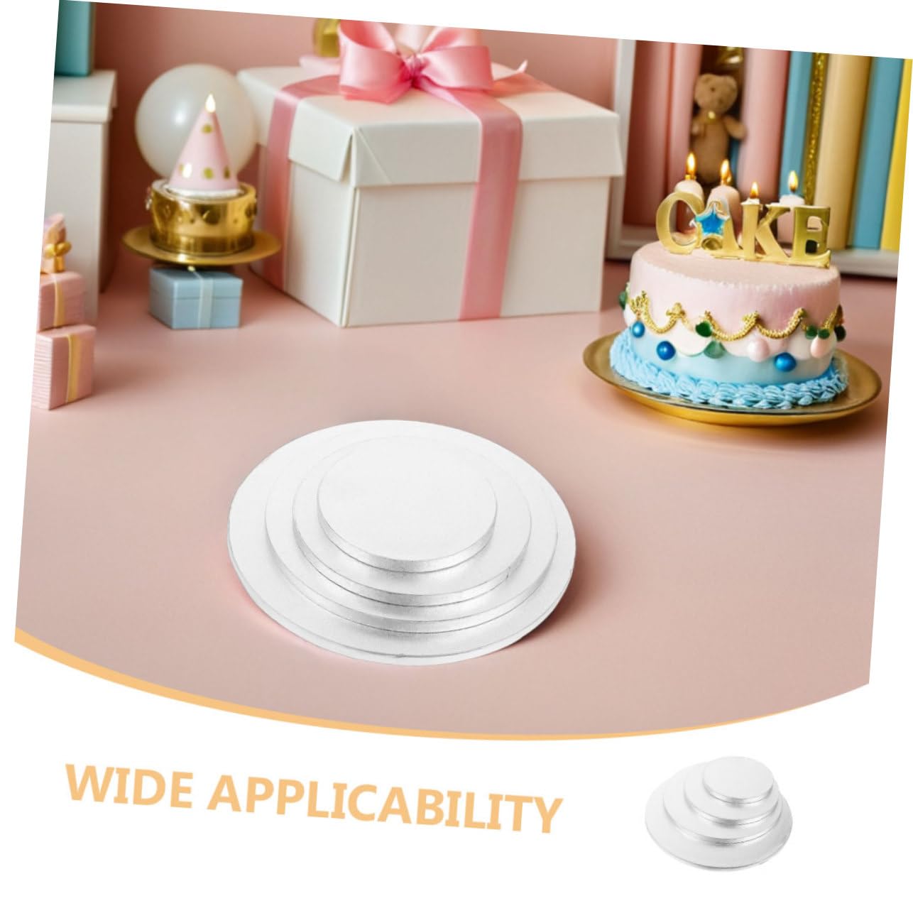 Mikinona Base Ronde à Gâteau Argentée 8 Pièces en Carton Ondulé