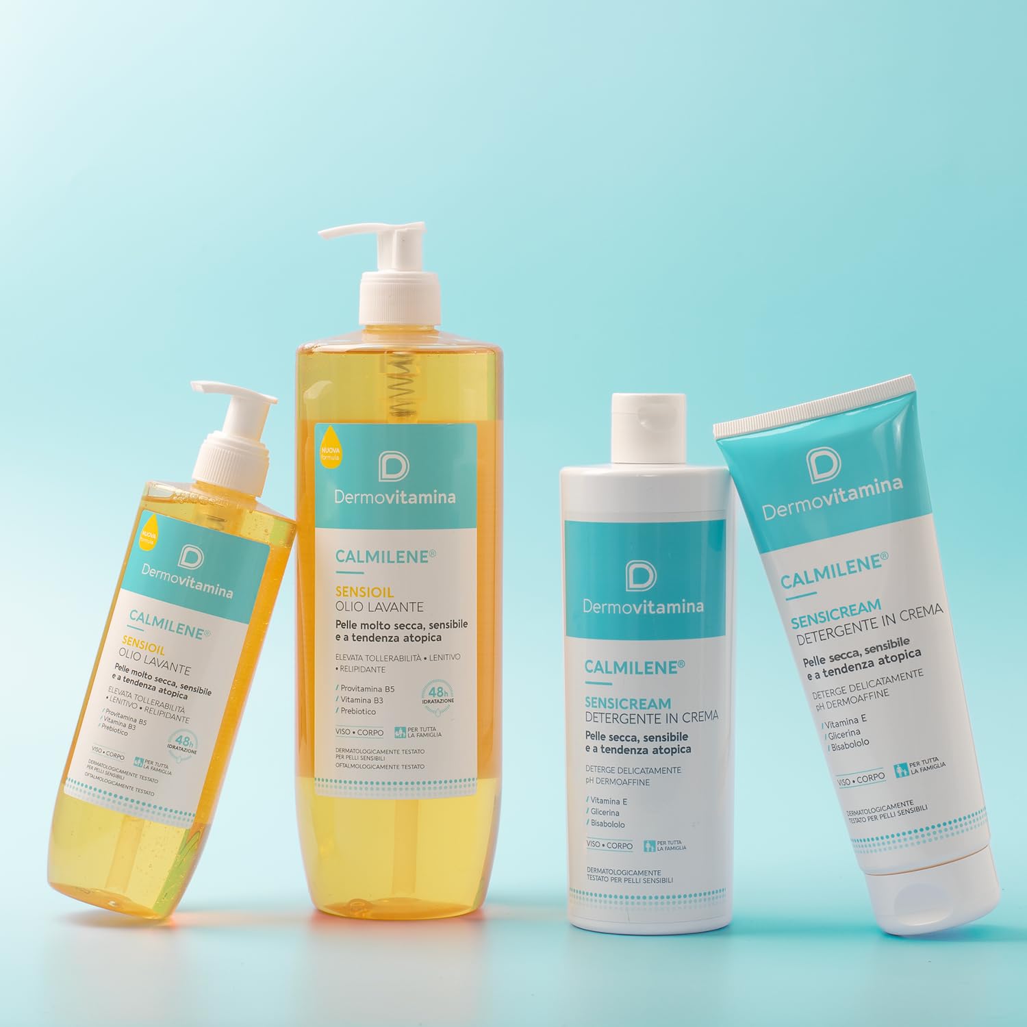 Dermovitamina Calmilene Sensicream Detergente - Detergente Viso e Corpo - Senza Sapone - Per Pelle Secca, Sensibile con Tendenza Atopica, Dermatiti, Psoriasi - Con Vitamina E e Calmilene - 250 ml