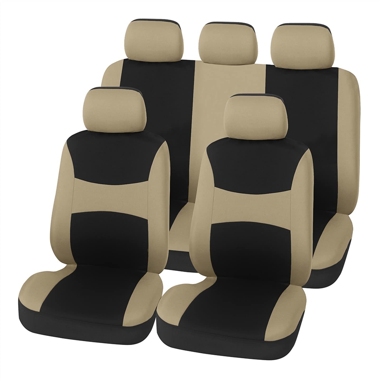 Housses De Siège Auto Universelles En Lin Beige - Pour Voiture Et SUV, Compatibles Airbag, Kit De Montage Inclus