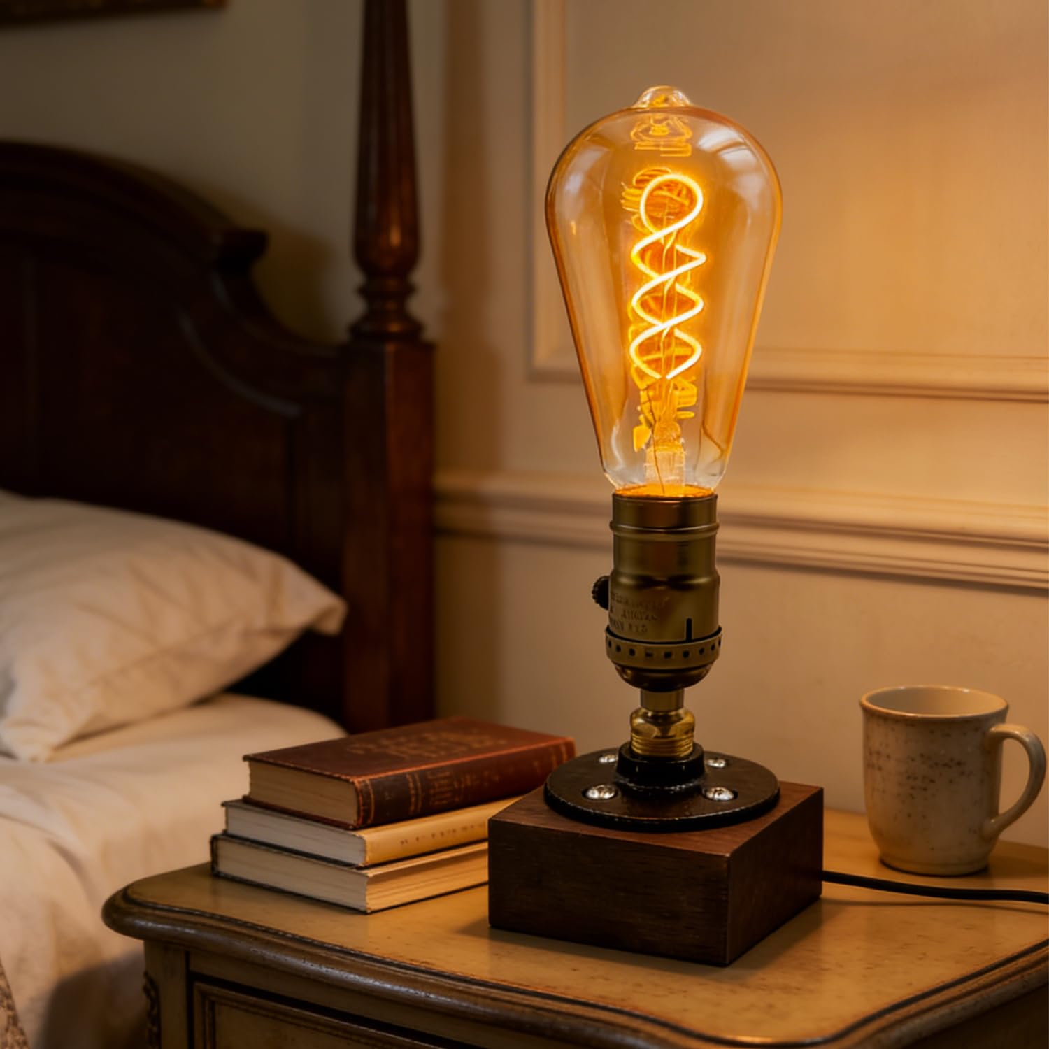 Edison Vintage Glühbirne E27,E27 LED Vintage 4W ST64 2700K Warmweiss Retro Glühbirne LED Filament Lampe für Retro Beleuchtung im Wohnzimmer/Schlafzimmer/Esszimmer - Bernstein, 6 Stück