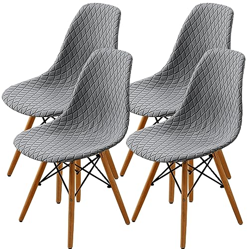 SHENGYIJING Pack de 2/4/6 Fundas Decorativas para Sillas de Comedor Nordicas Adjustables, Lavable, Elasticas para Banquetes Cocina Hogar(Gris Claro)