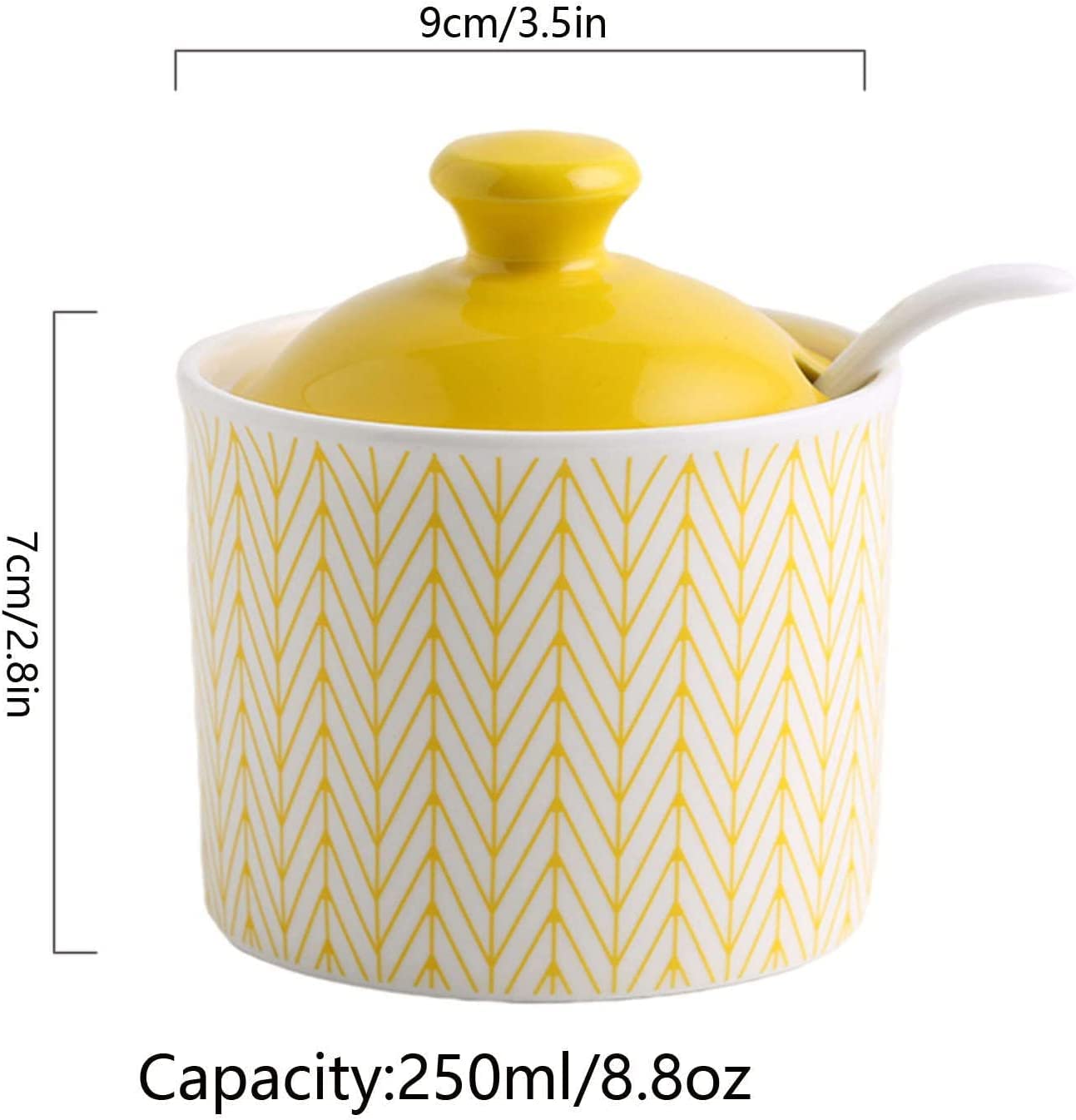 Sucrier bleu en céramique avec couvercle - Pot de rangement pour sucre de cuisine - Pot à sucre rouge pour café et thé - Pot à épices - Pot à sel - Pot à sucre - Pot à sucre - 250 ml