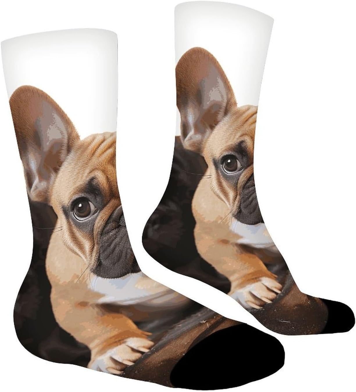 Breathable Sports Socks, Moisture Wicking, Lightweight Crew Socks | Cute French Bulldog Athletic Calf Socks for Women Men, Casual, Anti-Slip, Multifunctional Work Socks