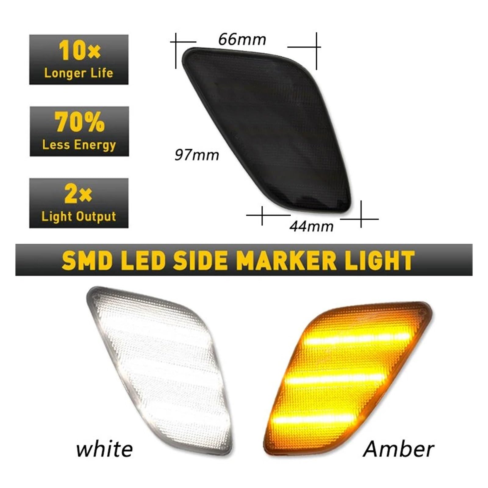 Clignotant Latéraux pour Jeep pour Wrangler TJ 1997-2006 Feu De Position Latéral À LED Clignotant Avant Ambre Lentille Transparente Et Fumée Clignotant De Voiture