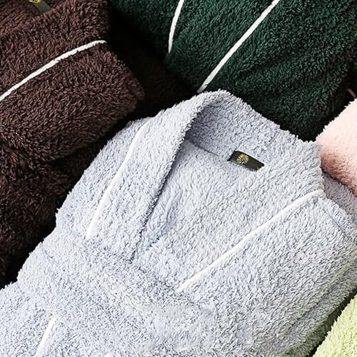 Pure Cotton Mens Terry Cloth Bathrobe Super Absorbent Spa Robe Full Length Plush Fleece Bathrobes Winter Sleepwear3