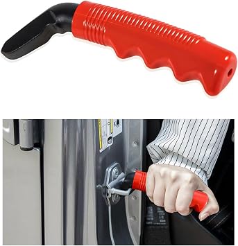 Car Door Handle for Elderly, Auto Cane Portable Vehicle Assist Support Handle Grab Bar, Multifunction Car Door Latch Bar Standing Mobility Aid for Seniors and Handicapped Red