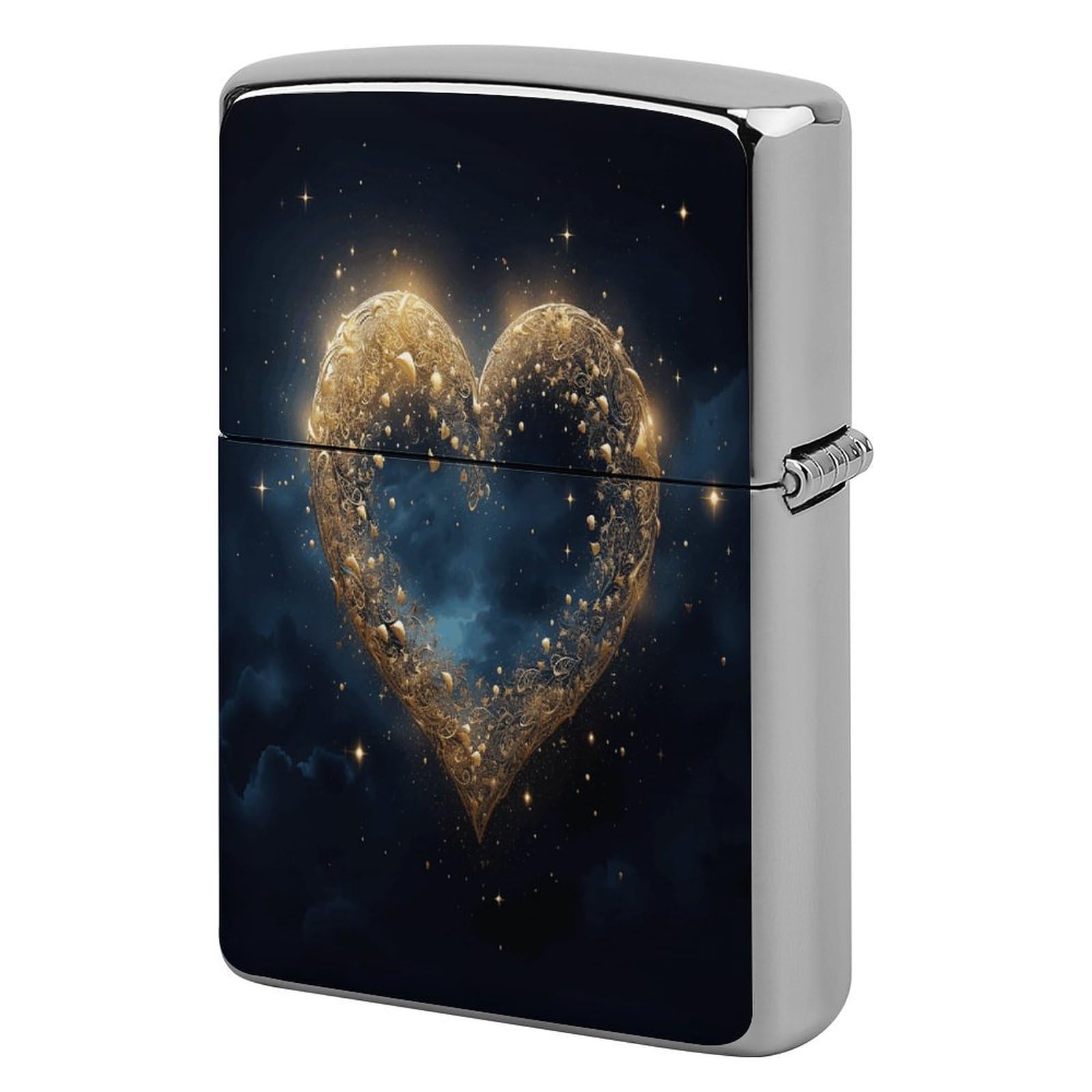 Fekiloot Style Golden Heart Picture Lighter Case Cover Lighter Holder