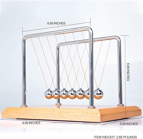 Miniatura 4 de CERROPI Péndulo de cuna de Newtons grande con 7 bolas, juguetes de escritorio de movimiento perpetuo para oficina, inquietos calmantes, más de 50