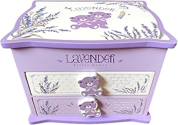 Amazon 木製 子供用 アクセサリー ケース ジュエリー ボックス 女の子 鏡付き おもちゃ 宝石箱 収納 Box 宝物 箱 ラベンダーベア 中 おもちゃ雑貨 おもちゃ