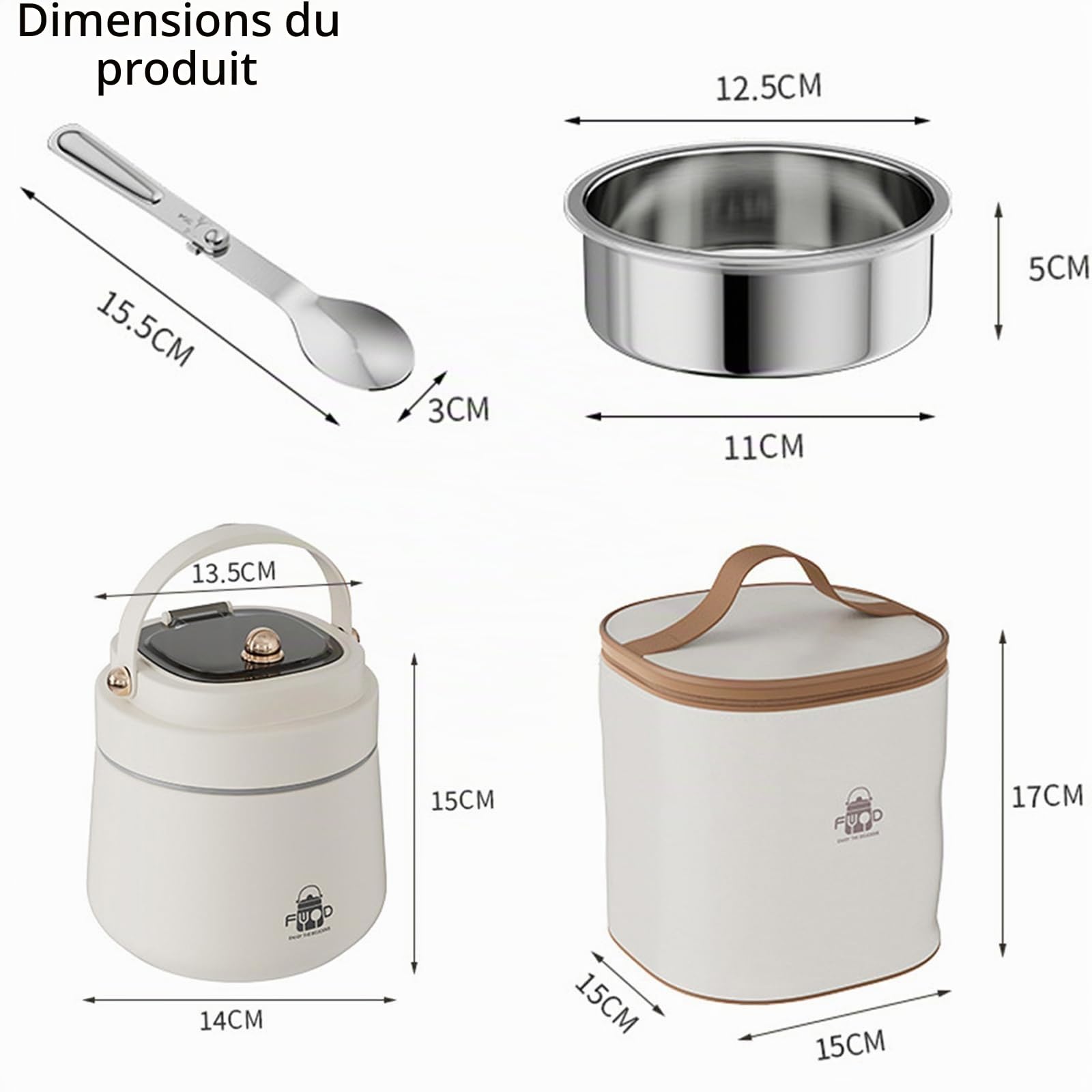 LANMOU Boîte Alimentaire Isotherme 1200ml avec Sac à Lunch, Lunch box en Acier Inoxydable, Sans bpa, Thermos Alimentaire 12h Froid & 6h Chaud, Thermo Isolant Contenant avec Cuillère