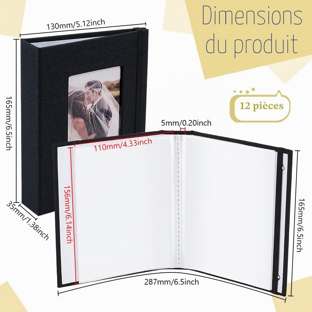 12 Petit Album Photo 11x15.6cm Couverture en Lin Livre Souvenir
