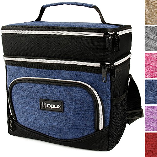 OPUX Premium Insulated Dual Compartment Lunch Bag for Men Women | Double Deck