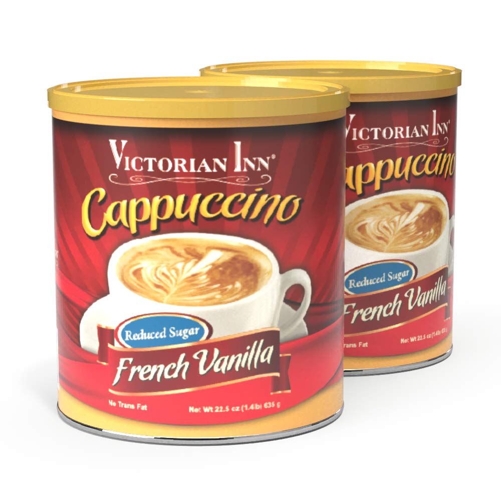 Victorian Inn Instant Cappuccino - French Vanilla - Reduced Sugar - Creamy & Delightful Coffee Mix - Great Hot, Cold, or Blended - Ideal as Coffee Creamer - (2) 1.4 lb Pack