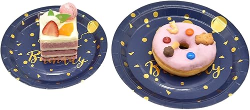 Miniatura 5 de Sirve 25 invitados, 200 unidades de platos desechables de feliz cumpleaños y servilletas suministros para fiesta, juegos de decoración de fiesta de