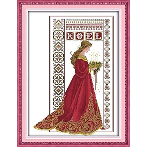 Embroidery Cross-Stitch New Cross Stitch Kits Advanced Patterns for Beginners Kids Adults - Angel 11 CT Stamped 52×68 cm - DIY Needlework Wedding Christmas Gifts Cover