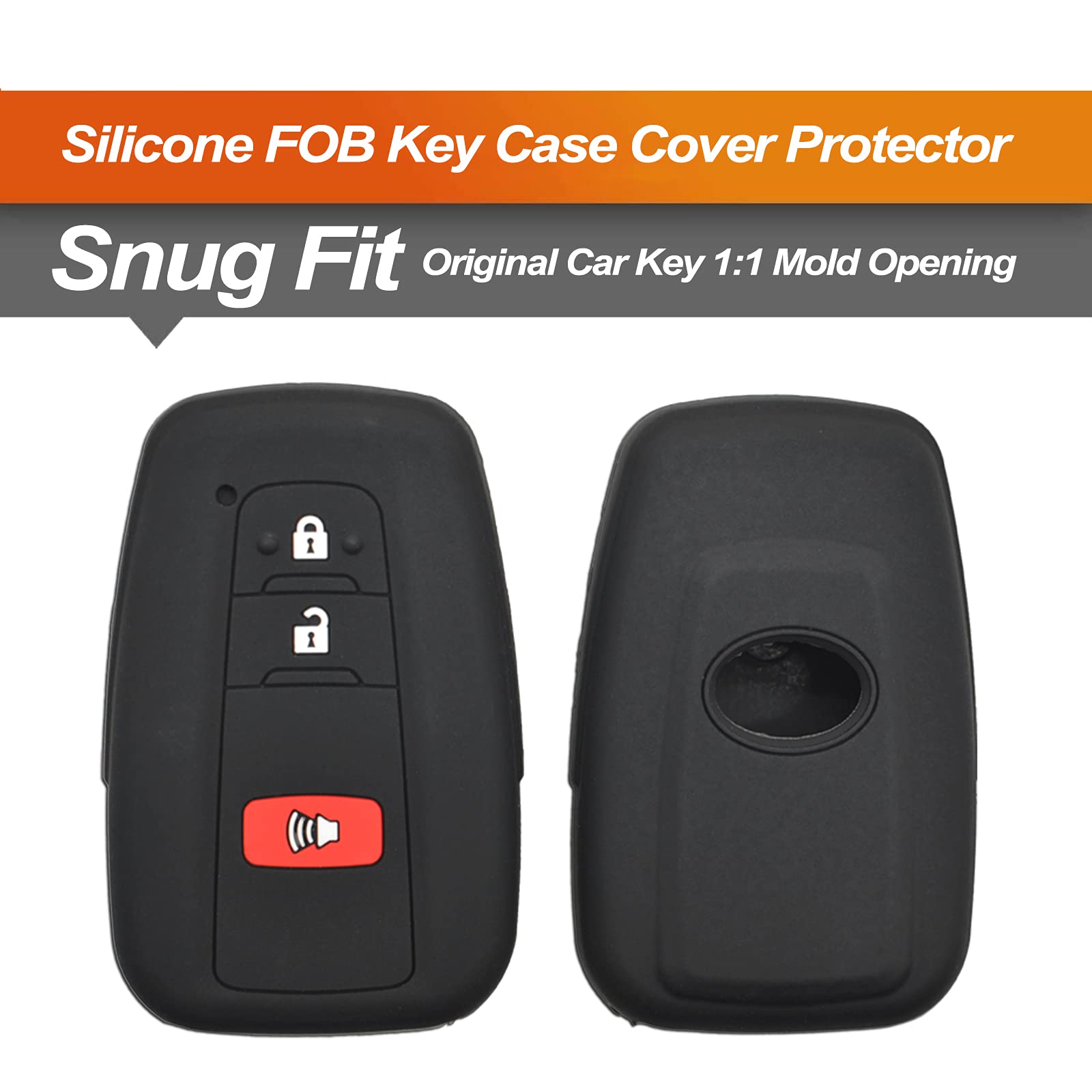 Silicone Key Fob Cover Fit for Toyota 4Runner C-HR Corolla RAV4 Highlander Prius Prime C V AWD-e Smart — view 3