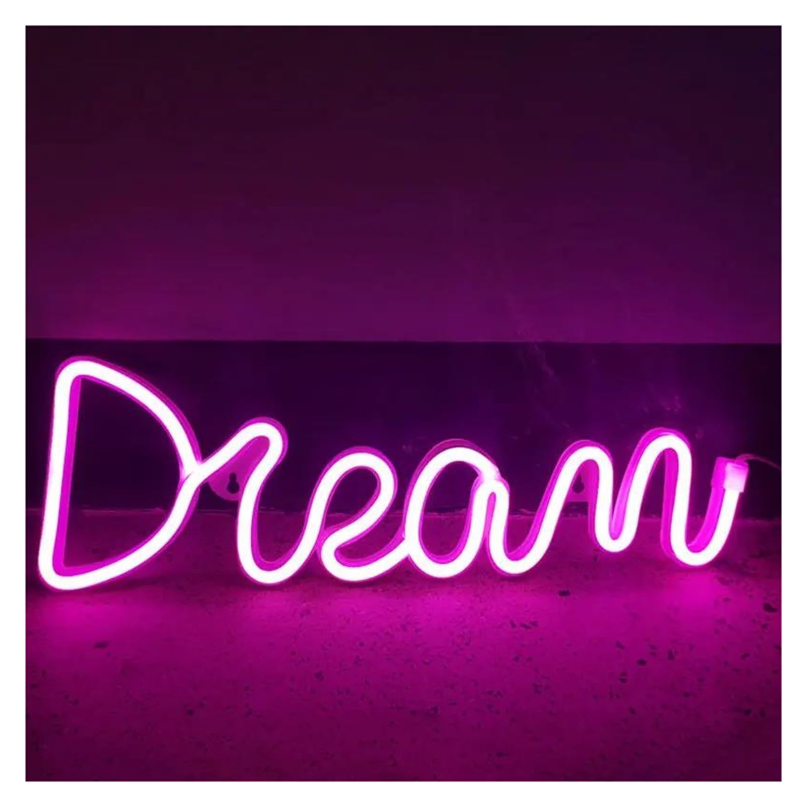 Luces Art Decoration Christmas Letrero De Neón Con Forma De Sueño LED, Lámpara De Neón Alimentada Para Pared, Decoración Para Sala De Estar, Luz De Neón Para Bodas Y Vacaciones(Dream-Pink)