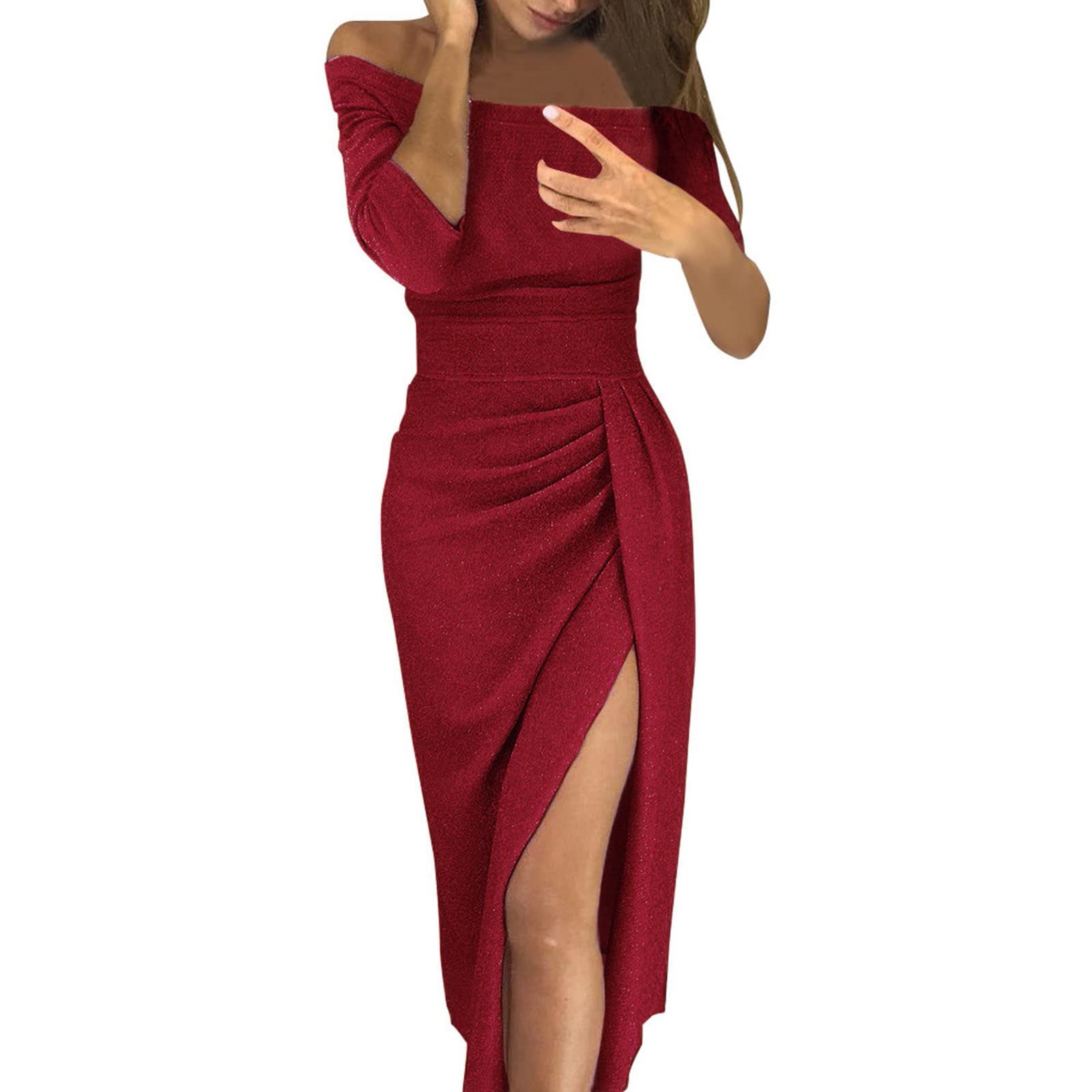 Robe crayon à col unique et robe de cocktail midi ajustée - 7