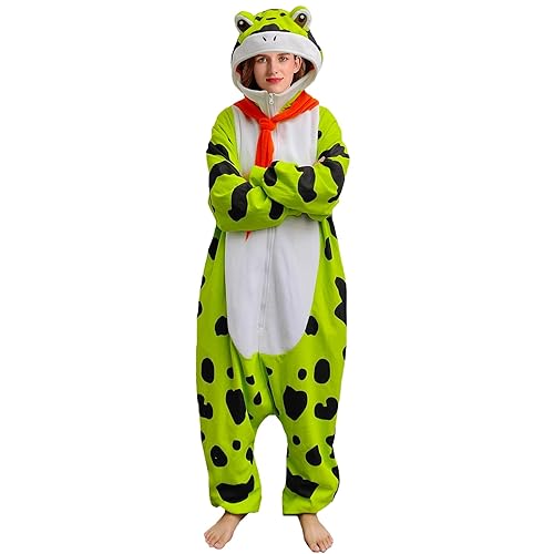 MORNINGFLY Adult Pterosaur Dinosaur Onesie Pajamas - Christmas & Halloween Cosplay - Medium - Frog Onesie