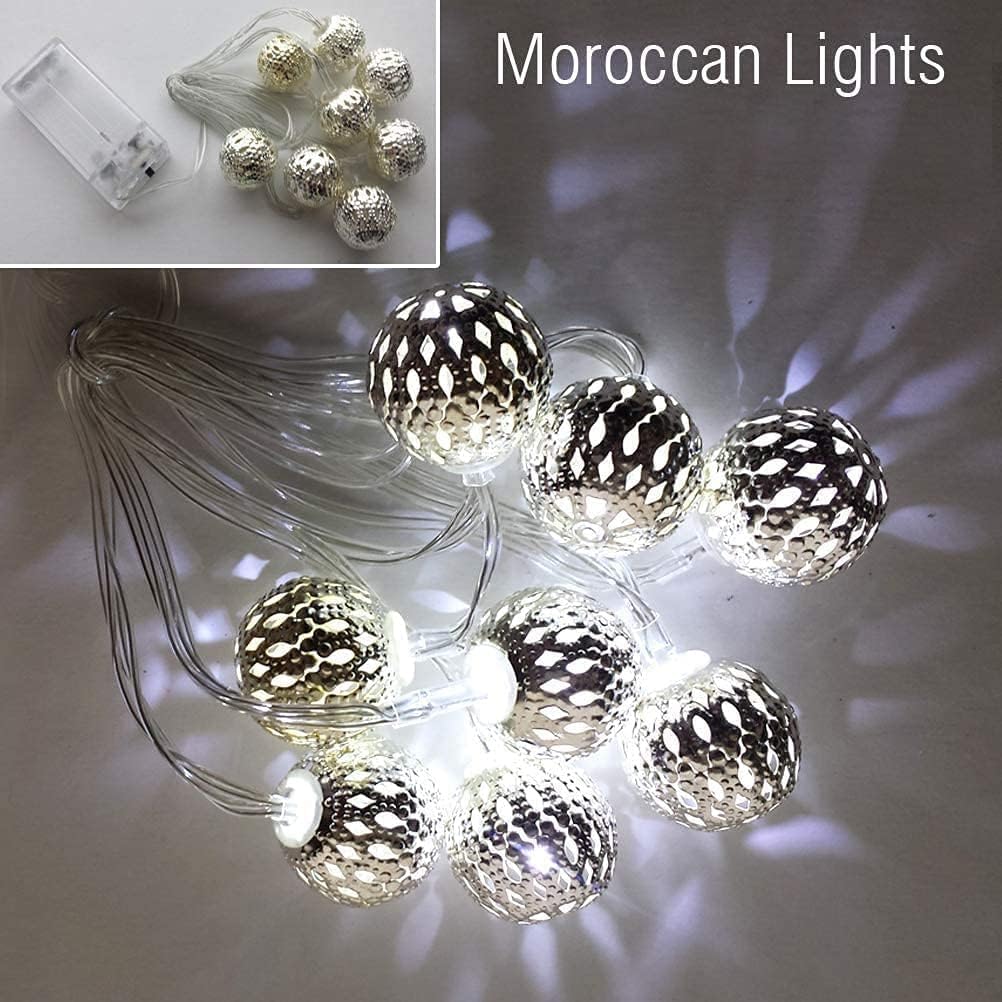 Marokkanische Lichterketten 3m 20led Marokkanische Kugel Lichterketten Im Freien Metallkugellichter Marokkanische Lichterkette Aus Metall Lichterketten Batterie, White