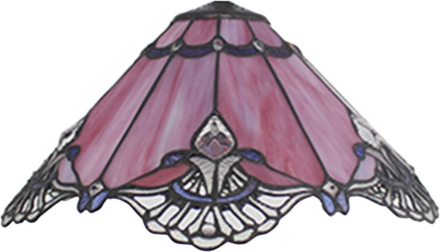 Tiffany Lamp shade Replacement Only 17 Inch Mission Style Stained Glass Lampshades, Vintage Light Cover Suitable for Table Lamp Floor Lamp Pendant Light,Red