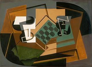 Get Custom Art Juan Gris - Chessboard, Glass and Dish, Canvas Art Print Wall Art Decor - 12x16 Inches