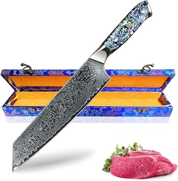 Sword Knife, Artemis II Gyuto Knife, 67-Layer Damascus Knife, Seamless, Abalone Shell + Resin Handle