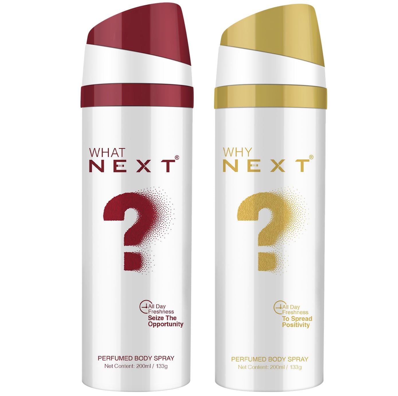 Next Care What & Why Perfumed Body Spray for Men & Women | Long Lasting Freshness Body Spray | Unisex Fragrance Deodorant | Everyday Use Deo Spray | 200ml Each (Pack of 2)