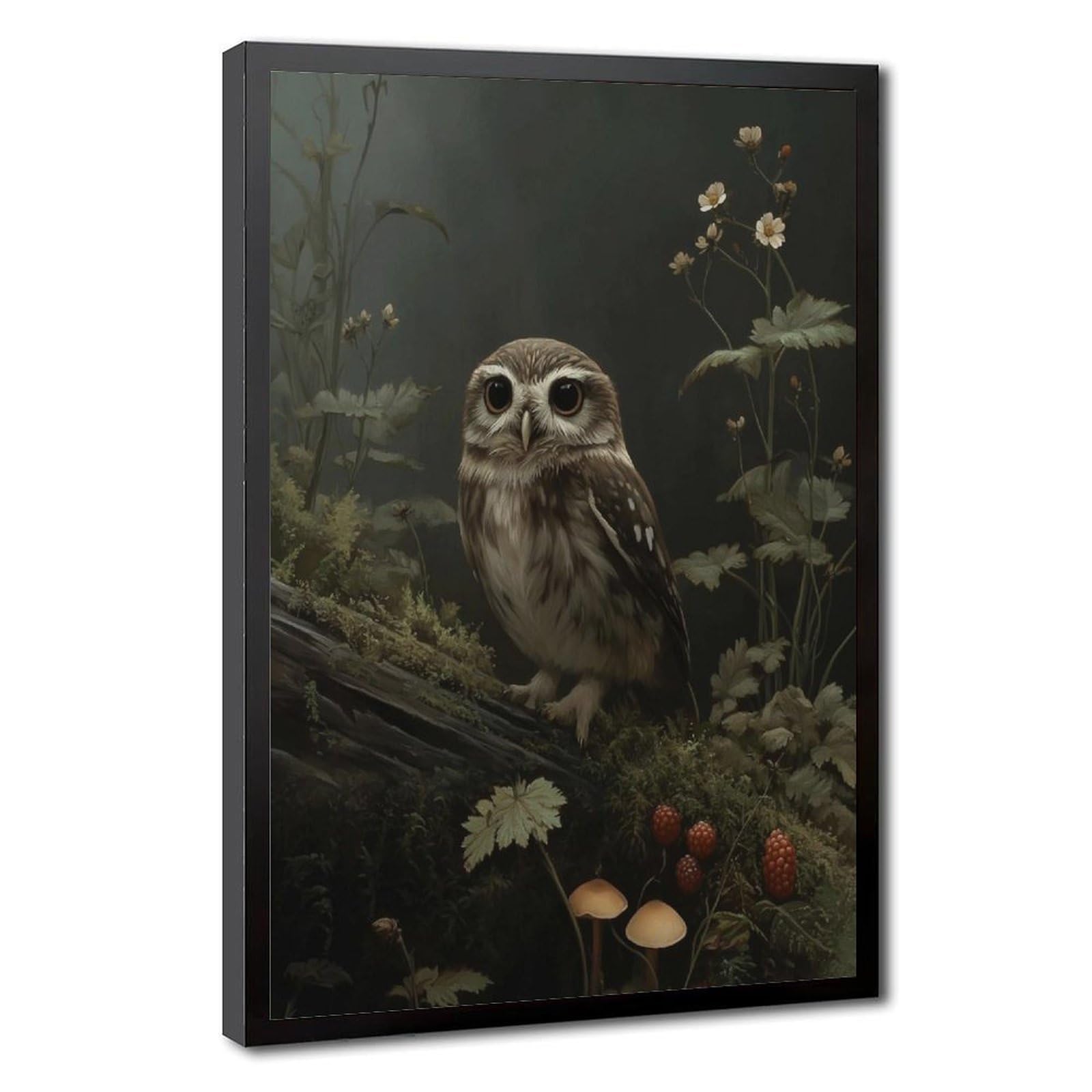 Bareronor Grey Whimsical Owl Canvas Poster Bedroom Decor Landscape Office Room Decor Gift 16" L X 24" W