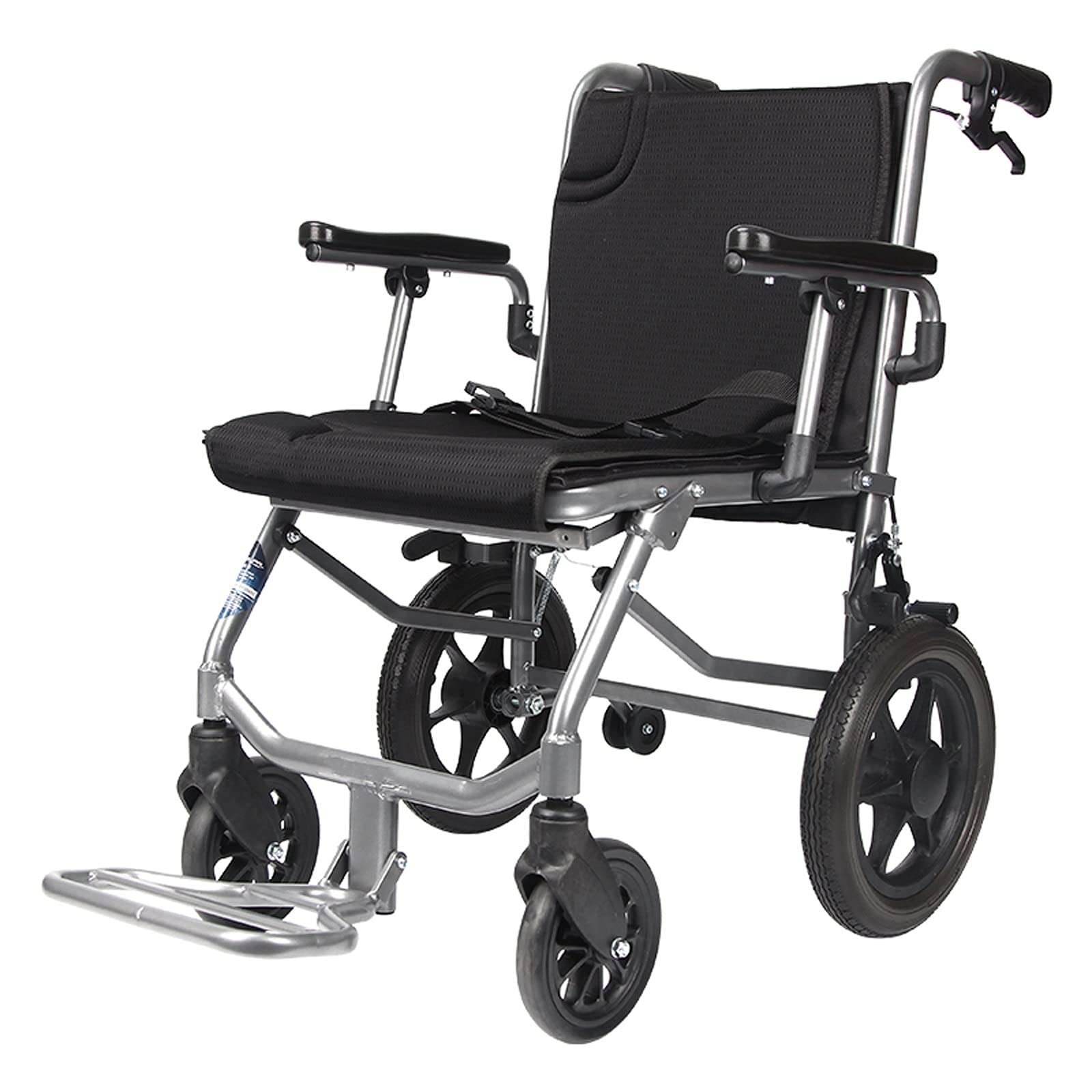 ultraligera Silla de ruedas Silla de transporte plegable con reposapiés en silla de ruedas plegable ultraligero con freno de mano, silla de ruedas de viaje adecuada para ancianos y niños, 16.5 en asie