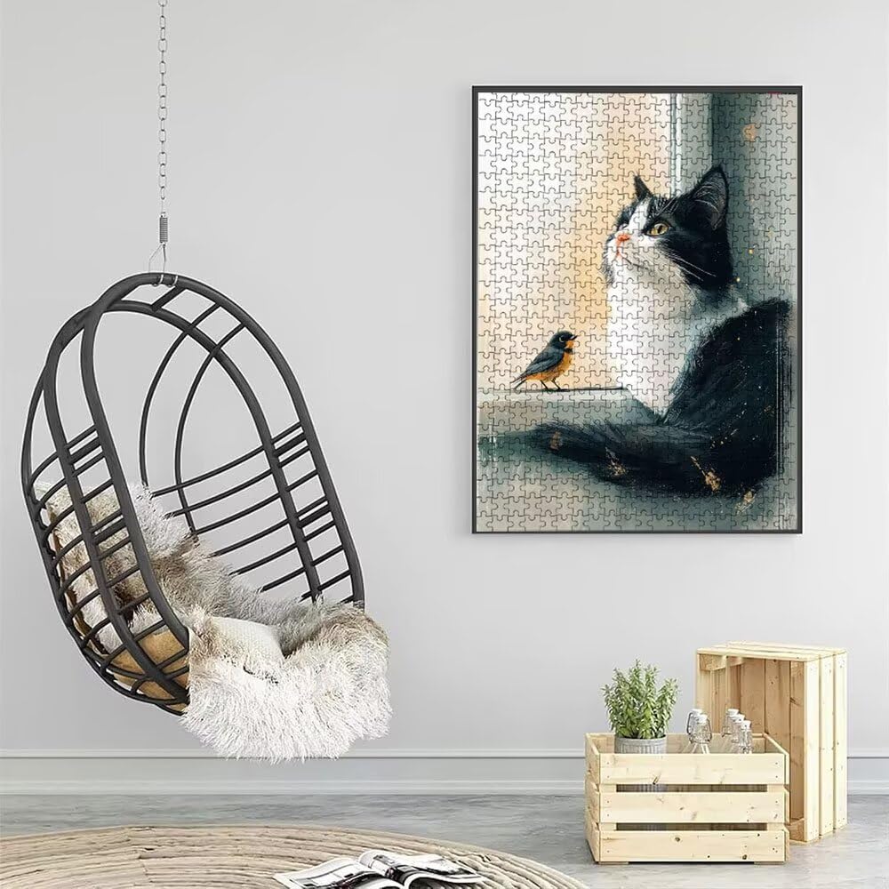 Puzzle 4000 sztuk, puzzle z ptakiem i kotem dla dorosłych 4000, drewniane puzzle, klasyczne gry edukacyjne, niemożliwe wyzwanie, gry i zajęcia rodzinne, prezent kreatywny DX0YL1-734