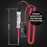 Vista 2 de Probador de circuito automotriz de bombilla LED premium, luz de prueba de 6-24 V con cable de resorte extendido de PU de 135 pulgadas, probador